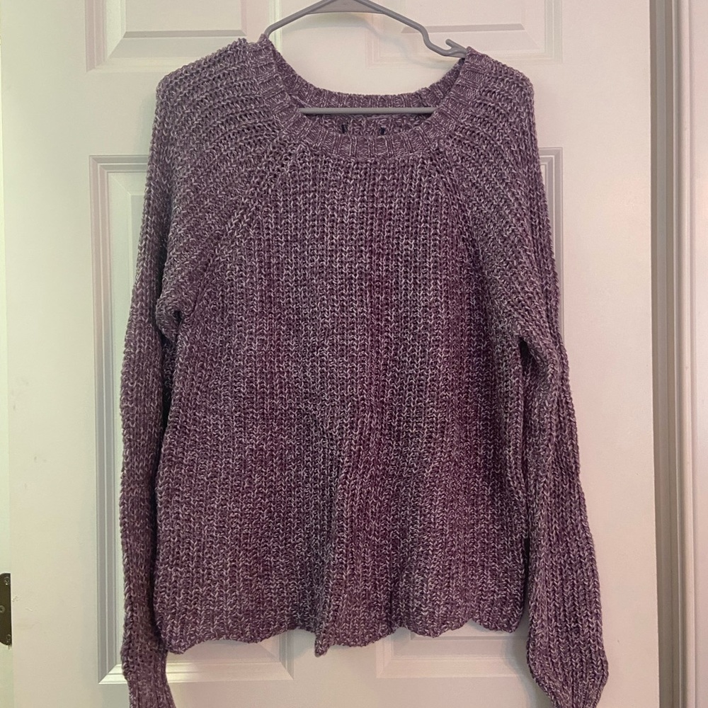 Purple and white sweater